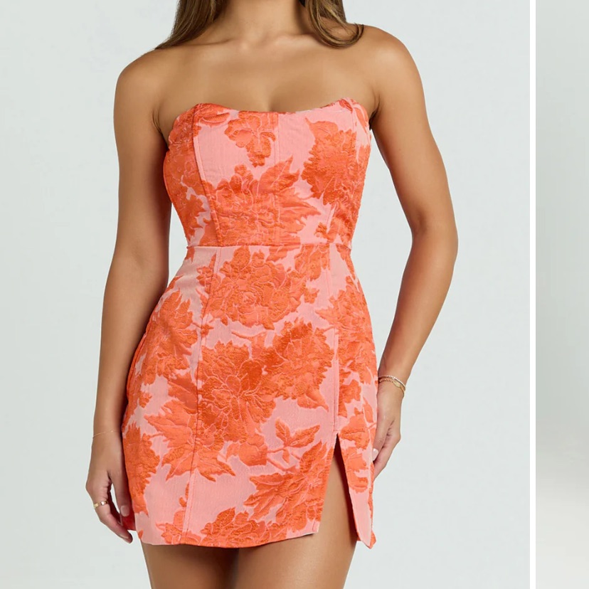 Showpo Coral Pink Strapless Mini Dress
